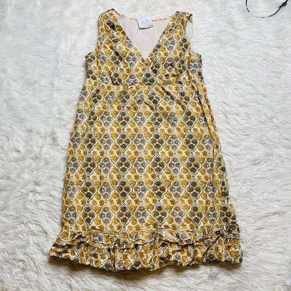 Patrick Robinson for Target V-neck Vintage Print Dress Ruffled Hem Size Large - Picture 1 of 13